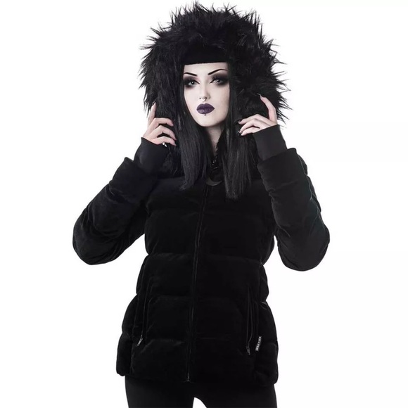 KILLSTAR Lisa Luna Velvet Winter Coat Jacket Corset Back - Picture 5 of 16